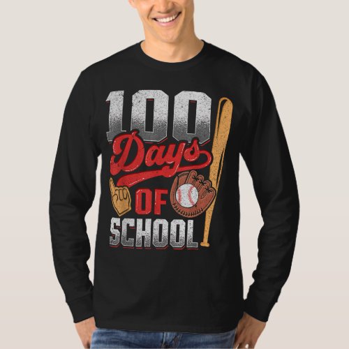 100th Day of School Baseball Kids 100 Days Of Scho T_Shirt