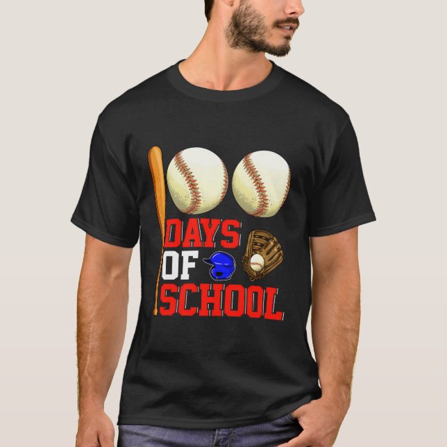 100Th Day Of School Baseball Teacher Student 100 D T-Shirt (Front)
