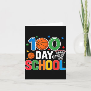 100th Day Of School Basketball - Kids 100 Days Of Card