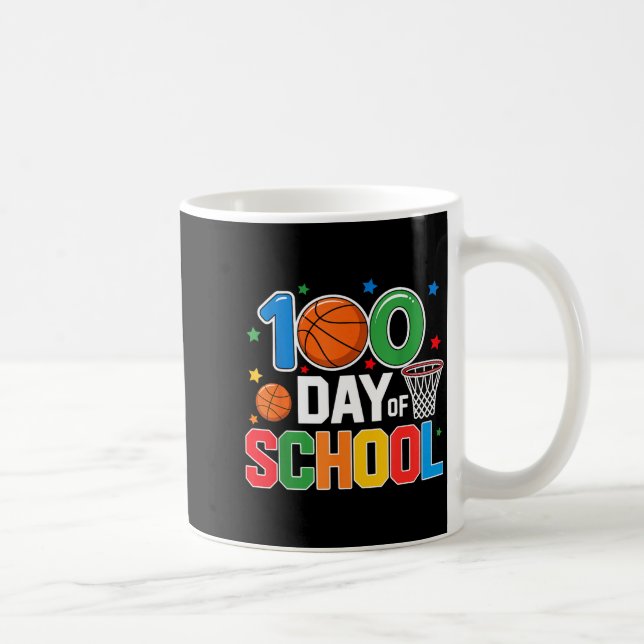 100th Day Of School Basketball - Kids 100 Days Of  Coffee Mug (Right)