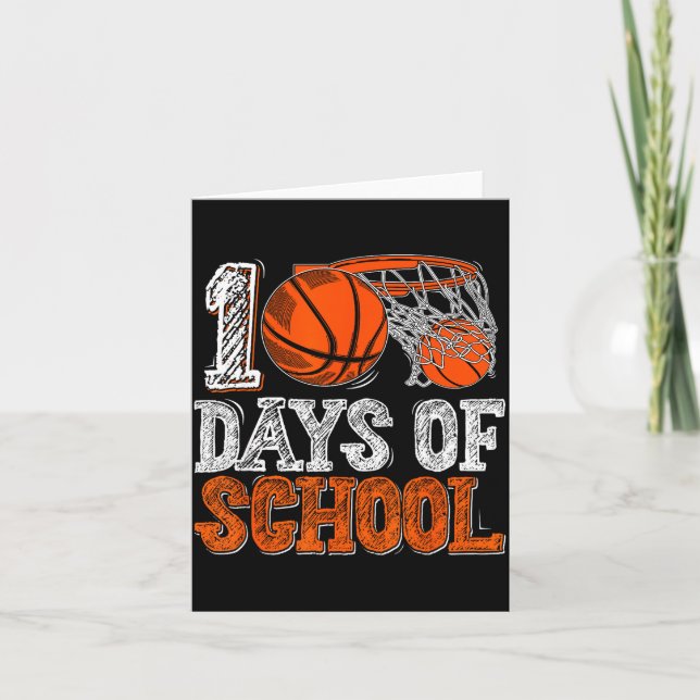 100th Day Of School Basketball Kids 100 Days Of Sc Card (Front)