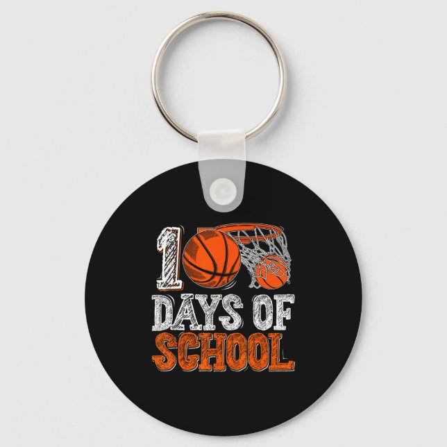 100th Day Of School Basketball Kids 100 Days Of Sc Keychain (Front)