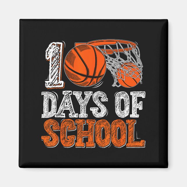 100th Day Of School Basketball Kids 100 Days Of Sc Magnet (Front)