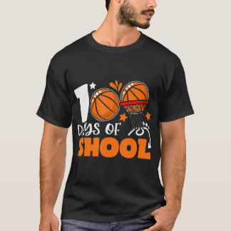 100Th Day Of School Basketball Kids 100 Days Of Sc T-Shirt