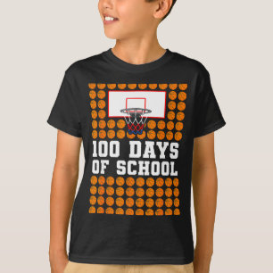 100th Day Of School Basketball Kids 100 Days Of Sc T-Shirt