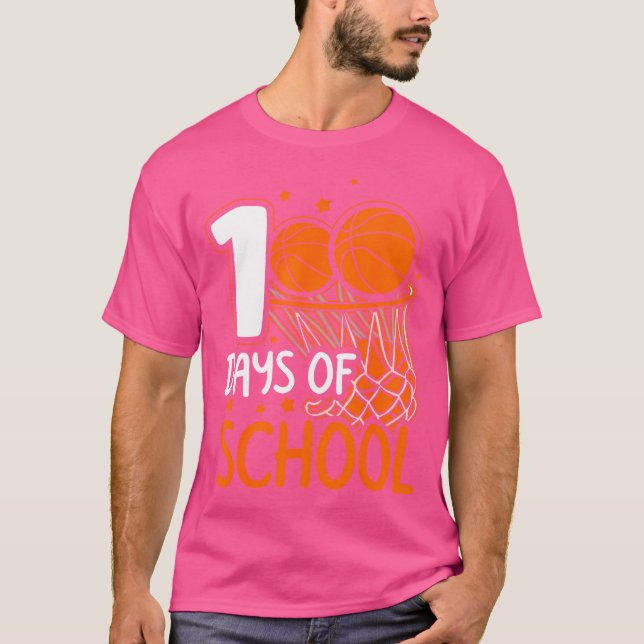 100Th Day Of School Basketball Kids 100 Days Of Sc T-Shirt (Front)