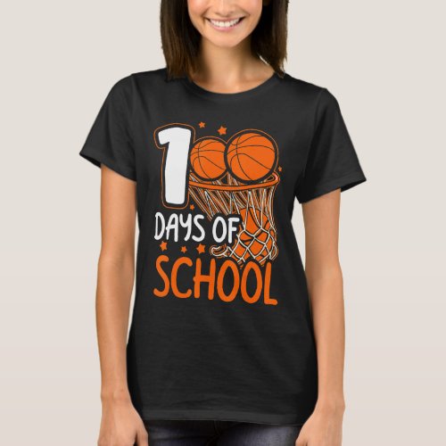 100th Day of School Basketball Kids 100 Days Of Sc T_Shirt