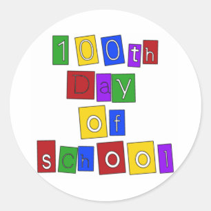 100th Day of School Block Letters Classic Round Sticker