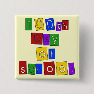 100th Day of School Block Letters Pinback Button