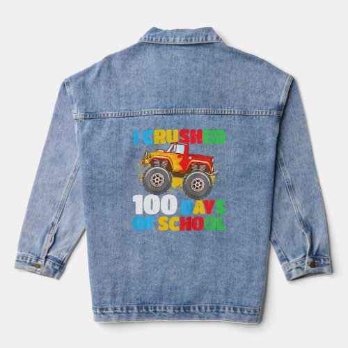 100th Day Of School Boys I Crushed 100 Days Of Sch Denim Jacket