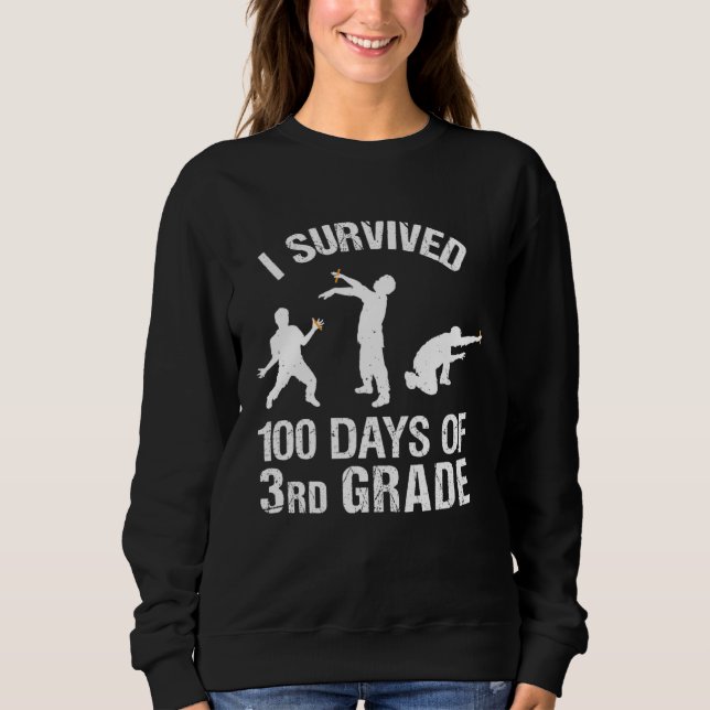100th Day of School Boys  Zombie 3rd Grade 100 Day Sweatshirt (Front)