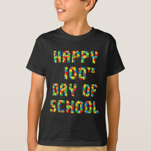 100th Day Of School Build Blocks Teachers Kids  T_Shirt