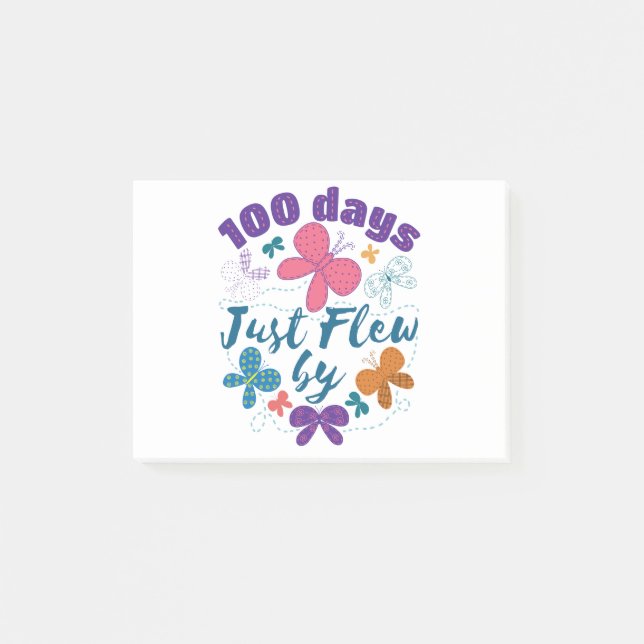 100th Day of School Butterfly 100 Days Flew By Post-it Notes (Front)