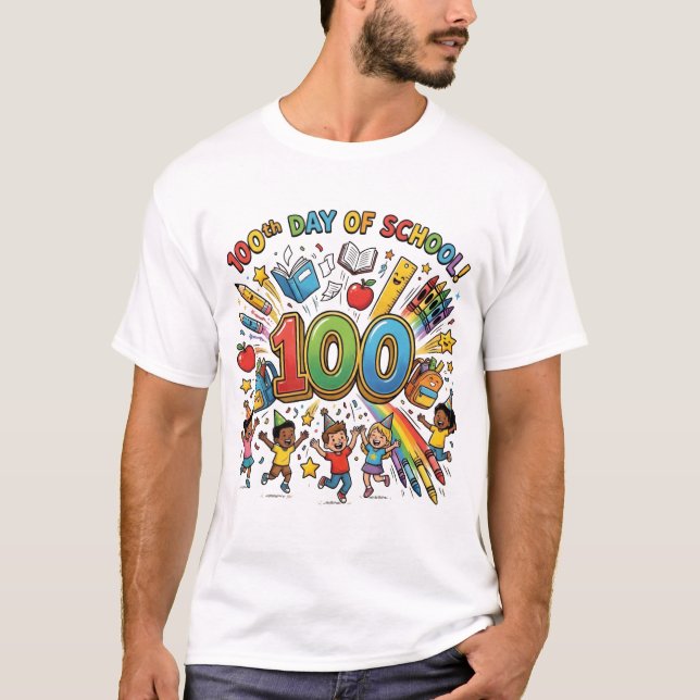 100th Day of School Colorful Celebration Design –  T-Shirt (Front)