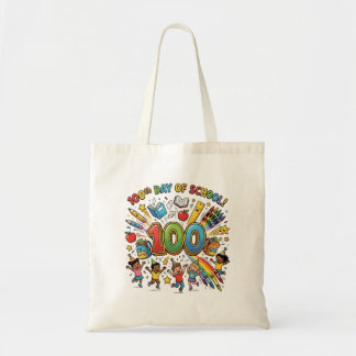 100th Day of School Colorful Celebration Design –  Tote Bag