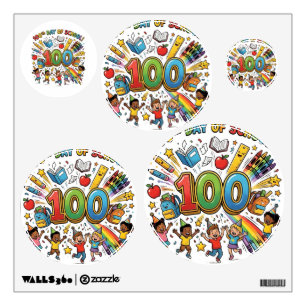 100th Day of School Colorful Celebration Design –  Wall Decal