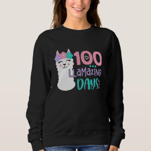 100th Day Of School Colourful Llama Happy 100 Llam Sweatshirt