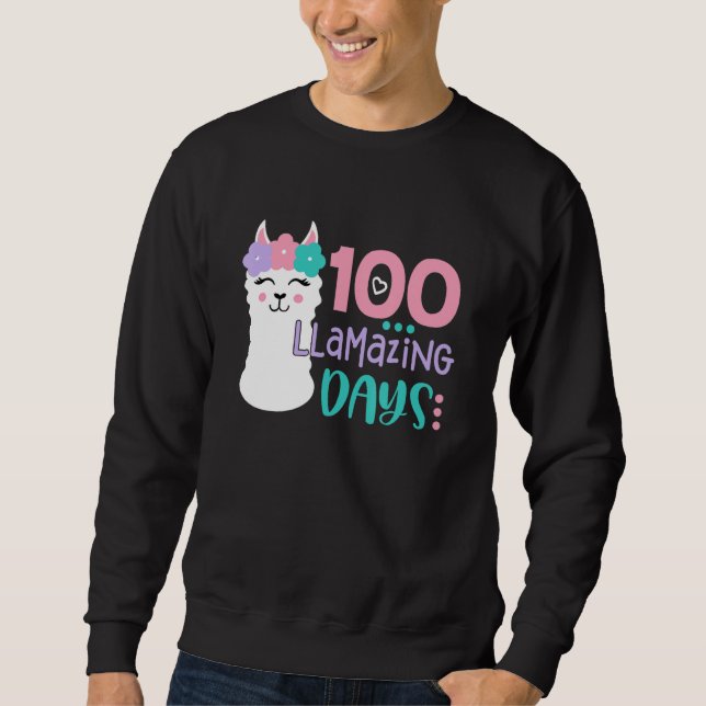 100th Day Of School Colourful Llama Happy 100 Llam Sweatshirt (Front)
