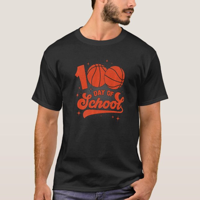 100th Day Of School Cool Basketball Player Premium T-Shirt (Front)