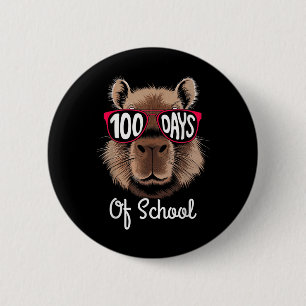 100th Day Of School Cool Capybara 100 Days Smarter Button