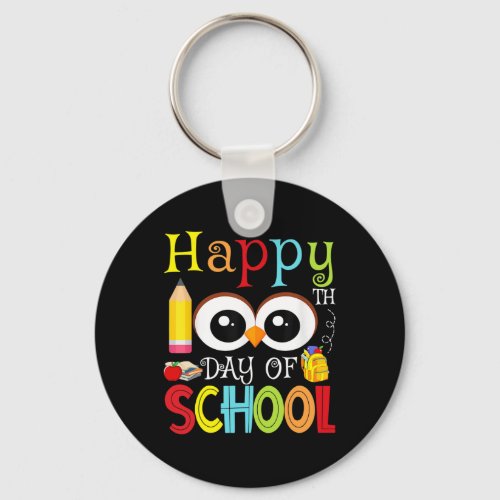 100th Day Of School Cute 100 Days Owl Gift  Keychain