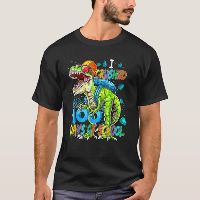 100th Day Of School Dino Kids Happy 100 Days Dinos T-Shirt (Front)