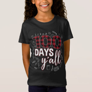 100th Day of School For Teachers Buffalo Plaid Red T-Shirt