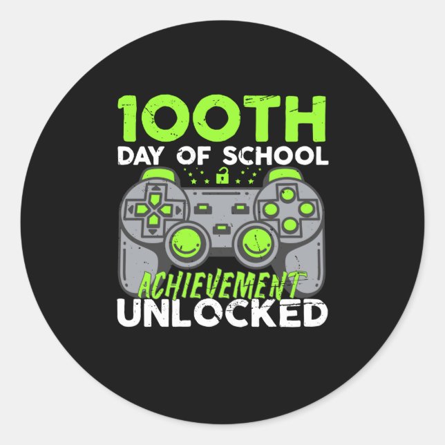 100th Day Of School Gaming 100 Days Smarter Gamer Classic Round Sticker (Front)
