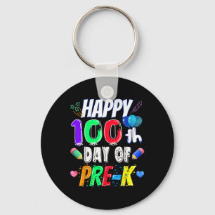 100th Day Of School Gift 100 Days Of Pre-k Teacher Keychain