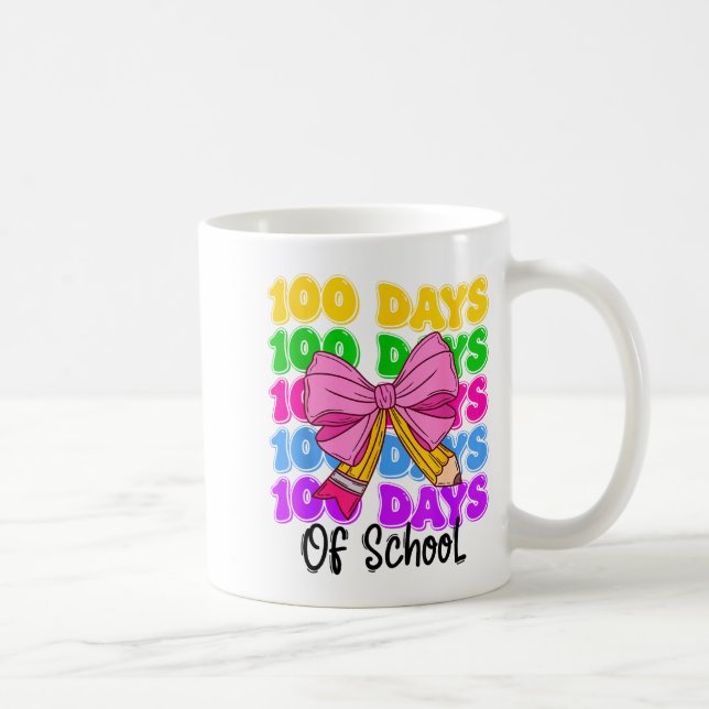 100th Day Of School Girls Coquette Bow Teachers Ki Coffee Mug (Right)
