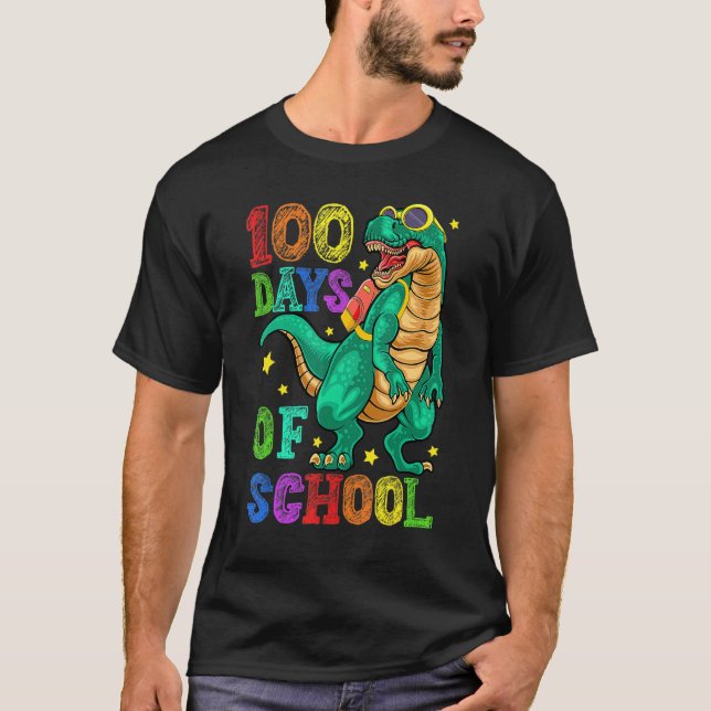100th Day Of School Happy 100 Days Of School Dinos T-Shirt (Front)