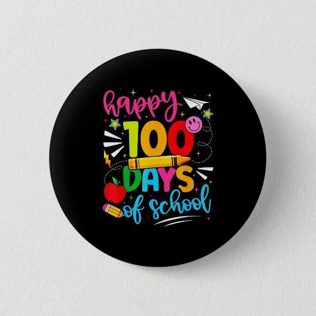 100th Day Of School Happy 100 Days Teachers Boy Gi Button (Front)