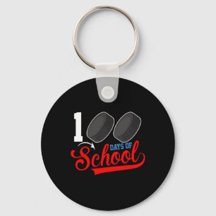 100th Day Of School Hockey 100 Days Of School Spor Keychain