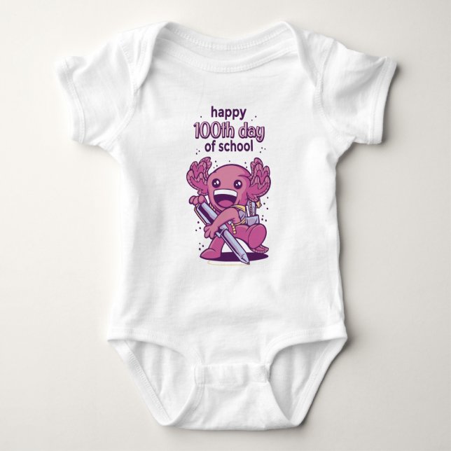 100th day of school invitation baby bodysuit (Front)