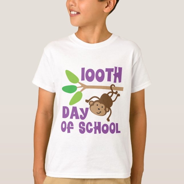 100th Day Of School Kids Monkey T-shirt (Front)