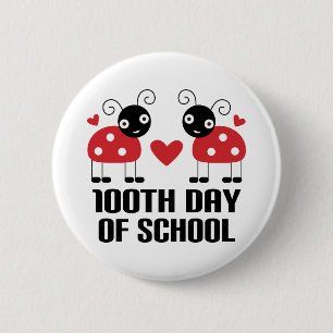 100th Day Of School Ladybug Teacher Gift Button
