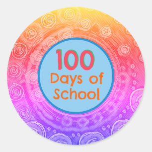 100th Day of School Modern Abstract Teacher Classic Round Sticker