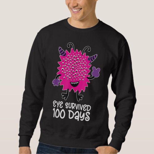 100th Day of School Monster Boys Kids Eye Survived Sweatshirt
