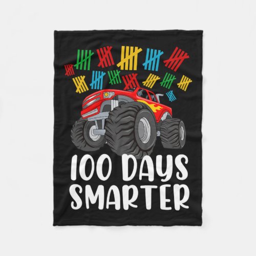 100th Day Of School Monster Truck 100 Smarter  Fleece Blanket