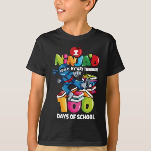 100th Day of School Ninja Teachers 100 Days  T_Shirt