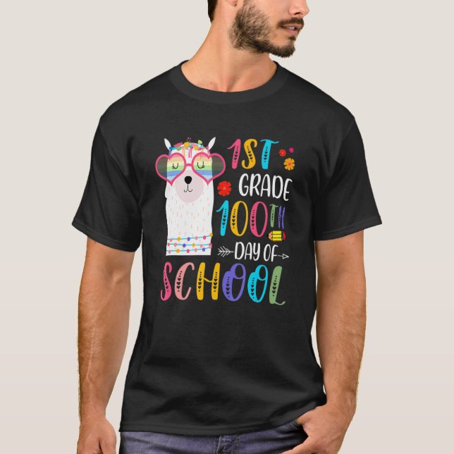 100th Day Of School No Prob Llama 100 Days Of 1st  T-Shirt (Front)