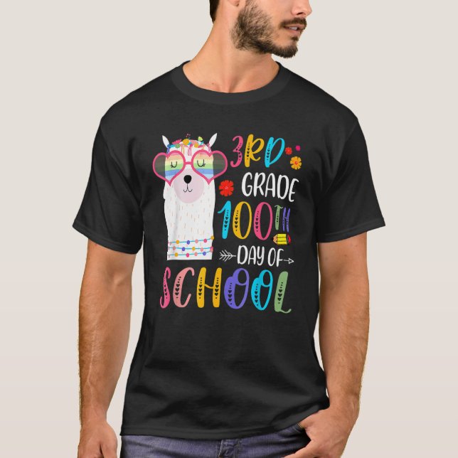 100th Day Of School No Prob Llama 100 Days Of 3rd  T-Shirt (Front)