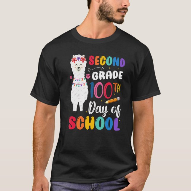 100th Day Of School No Prob Llama 100th Day Second T-Shirt (Front)