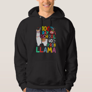100th Day Of School No Probllama Llama 100 Days Of Hoodie