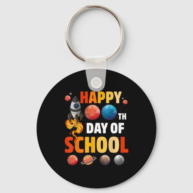100th Day Of School Outer Space Teacher Student Ki Keychain (Front)
