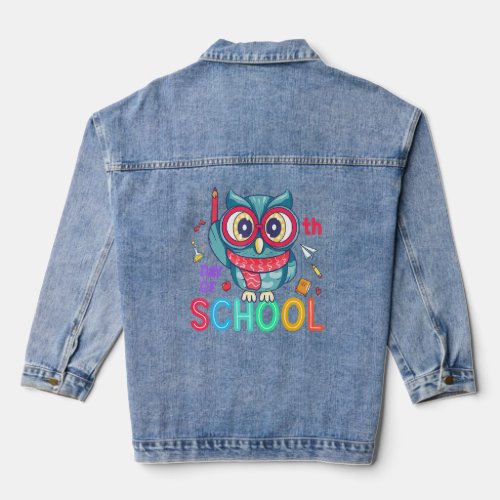 100th Day Of School Owl Graphic For Teachers Boys  Denim Jacket