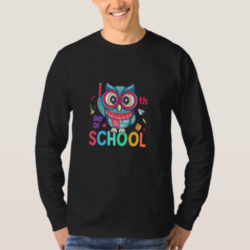 100th Day Of School Owl Graphic For Teachers Boys  T_Shirt