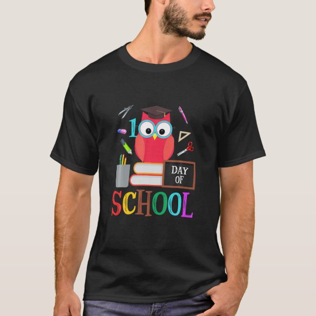 100Th Day Of School Owl Teacher Student Kids Gift T-Shirt (Front)