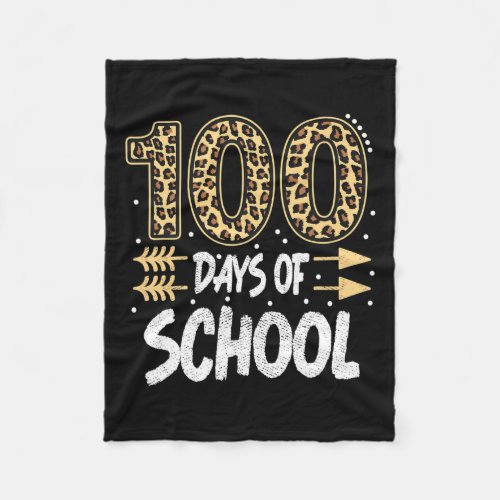 100th Day Of School Plaid Leopard Teacher Or Stude Fleece Blanket