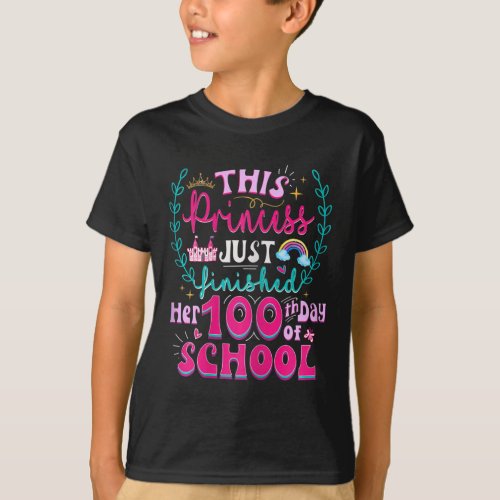 100th Day Of School Princess Cute Kids Girls Teen  T_Shirt